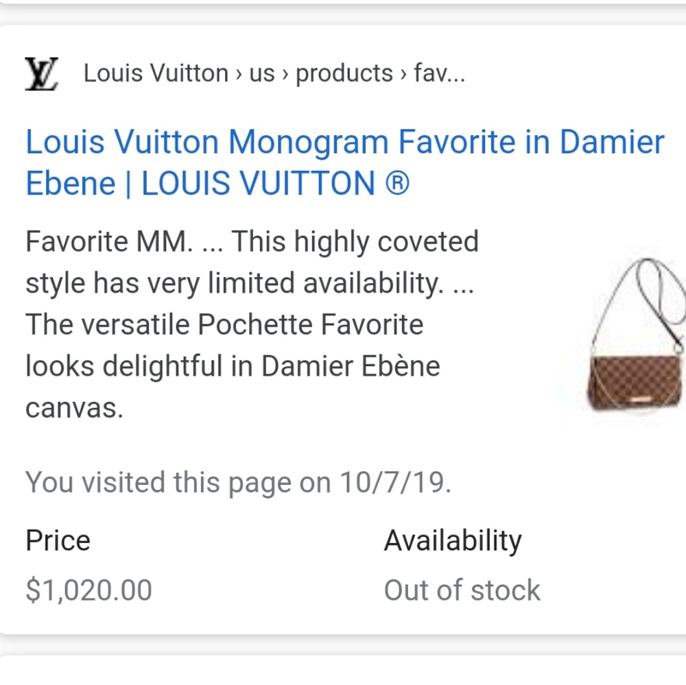 Louis Vuitton LV Brown Bag Favorite MM Damier Auth - Picture 8 of 8